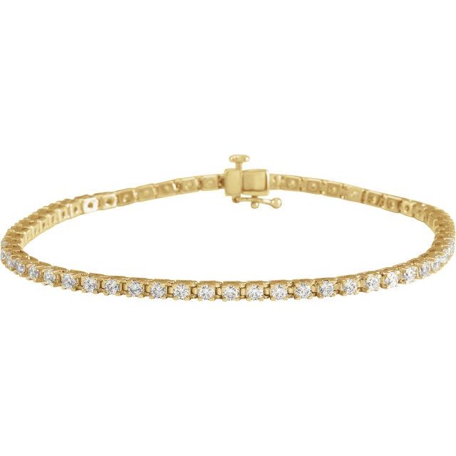 14K Yellow Or White Or Rose Gold Round Si, G-H Polished Lab-Grown Diamond Line 7 1/4 In Bracelet