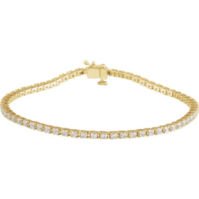 14K Yellow Or White Or Rose Gold Round I1, G-H Polished Natural Diamond Line 7 1/4 In Bracelet