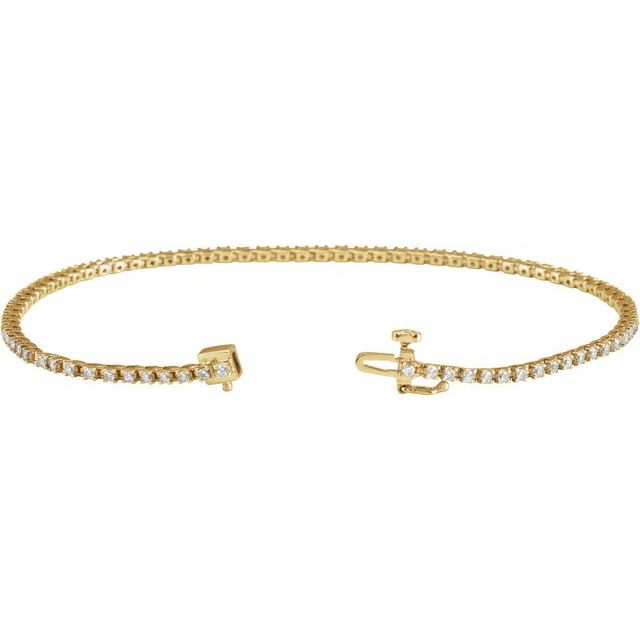 14K Yellow Or White Or Rose Gold Round I1, G-H Polished Natural Diamond Line 7 1/4 In Bracelet