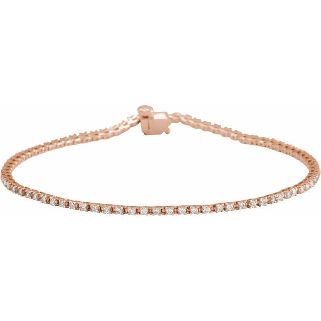 14K Yellow Or White Or Rose Gold Round Si, G-H Polished Lab-Grown Diamond Line 7 1/4 In Bracelet