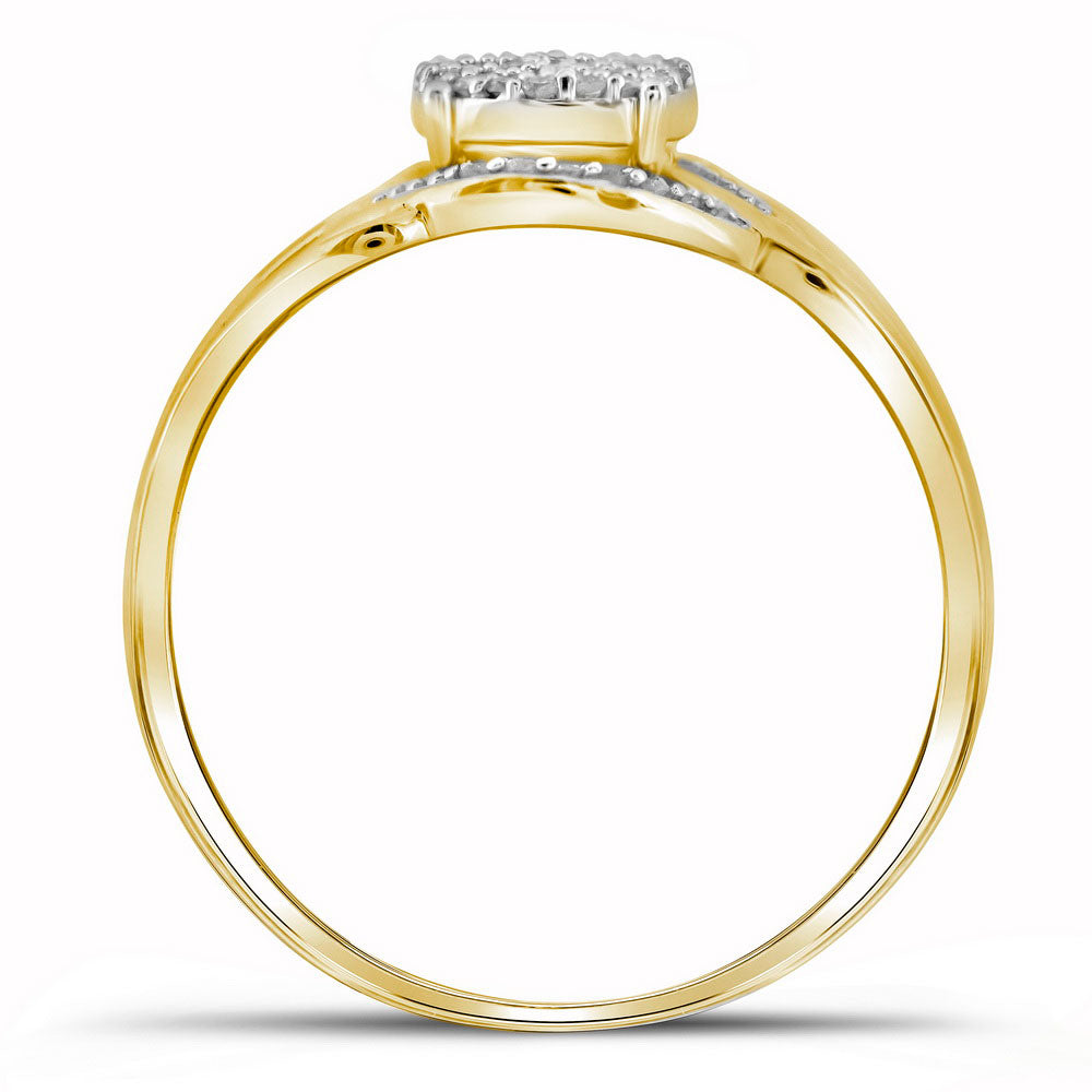 10K Yellow Gold Womens Round Diamond Cluster Ring 1/6 Cttw, Womens Size: 5-10