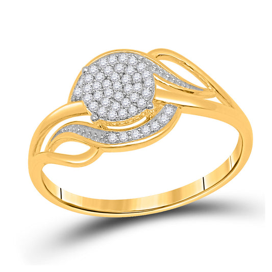 10K Yellow Gold Womens Round Diamond Cluster Ring 1/6 Cttw, Womens Size: 5-10