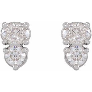 14K White Gold Oval 4 X 3 Mm 1/2 Ctw Lab-Grown Diamond Stud Earrings