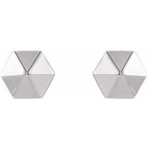 Sterling Silver Hexagon Shape Stud Earrings