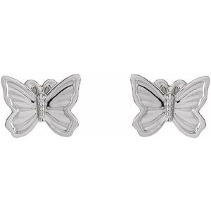 Sterling Silver 6.93 X 5.42 Mm Pair Friction Backs Included Polished Petite Butterfly Earrings