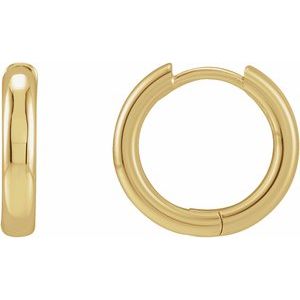 14K Yellow Gold Pair Hinged Hoop Earrings, Length: 15 Mm, Thickness: 2.6 Mm