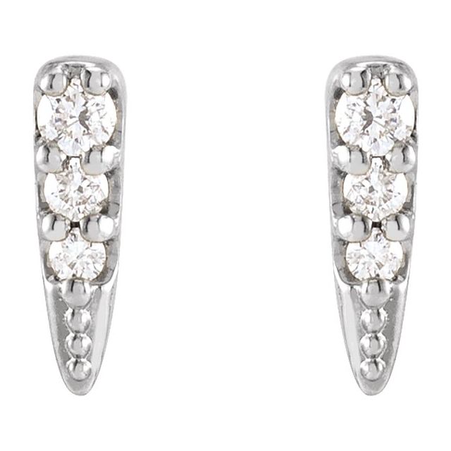 14K White Or Yellow Gold Round Friction Back Polished .07 Ctw Natural Diamond Spike Stud Earrings