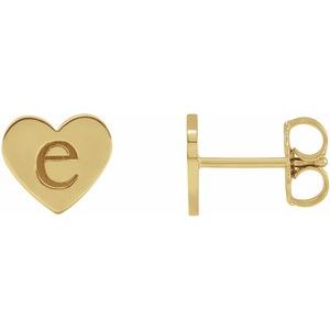 14K Yellow Gold 8 X 8 Mm Pair Friction Backs Polished Heart Stud Earrings