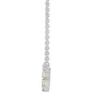 14K White Gold Straight Baguette 3.25 X 1.5Mm Ghi Si2-Si3 1/6 Ctw Natural Diamond Multi-Shape Petite "V" Necklace, Length: 18 In