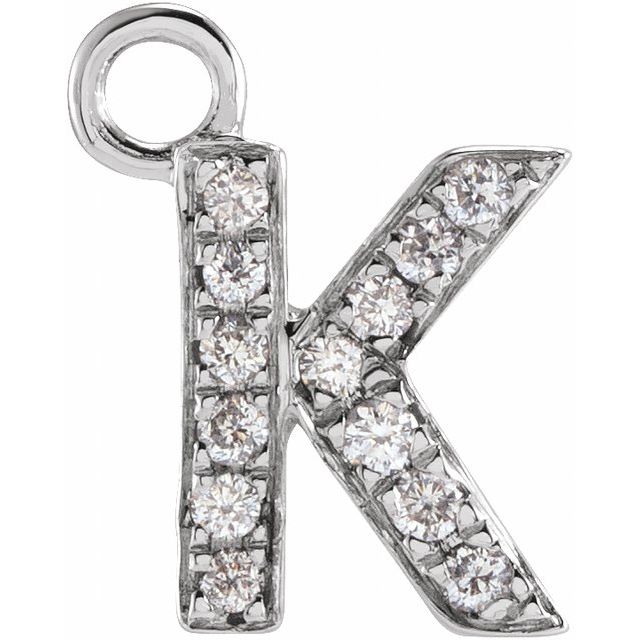 14K Yellow Or White Or Rose Gold Round I1, H+ Polished Natural Diamond Initial Dangle