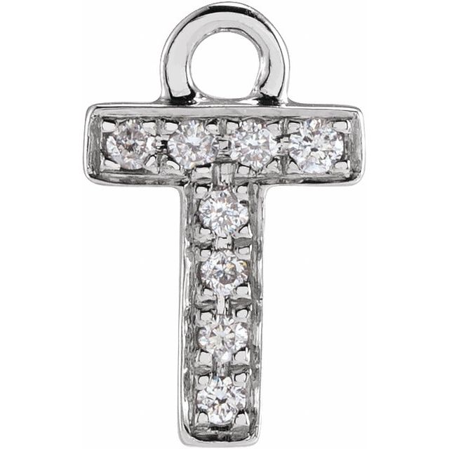 14K Yellow Or White Or Rose Gold Round I1, H+ Polished Natural Diamond Initial Dangle