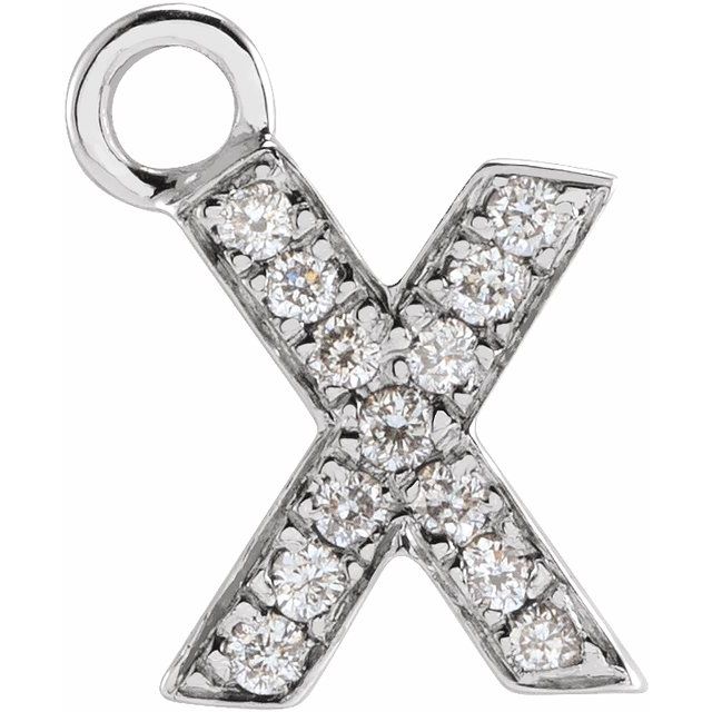 14K Yellow Or White Or Rose Gold Round I1, H+ Polished Natural Diamond Initial Dangle