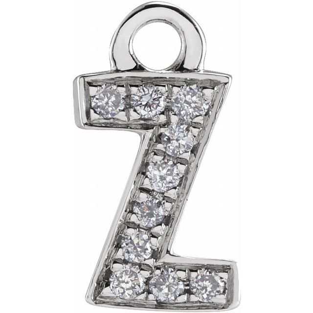 14K Yellow Or White Or Rose Gold Round I1, H+ Polished Natural Diamond Initial Dangle