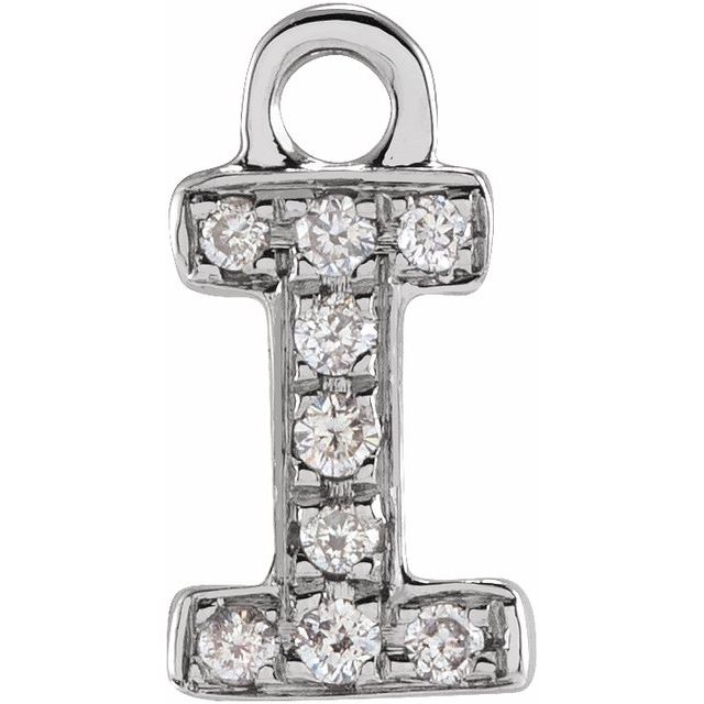 14K Yellow Or White Or Rose Gold Round I1, H+ Polished Natural Diamond Initial Dangle