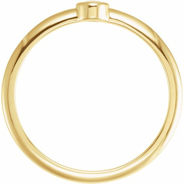14K Yellow Gold Round 4 Mm Polished 1/5 Ct Natural Diamond Solitaire Rose-Cut Stackable Ring, Size 7