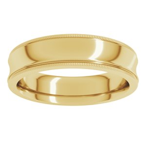 14K Yellow Gold 5 Mm Milgrain Concave Comfort Fit With Edge Band Size 10