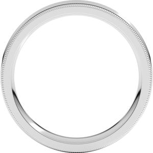 18K White Gold Milgrain Concave Comfort Fit With Edge Band Size 8