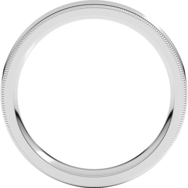14K White Gold Standard Weight Milgrain Concave Comfort Fit With Edge Band