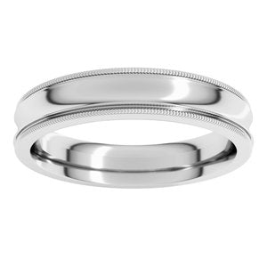 18K White Gold Milgrain Concave Comfort Fit With Edge Band Size 8