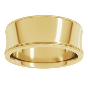 14K Yellow Gold 8 Mm Milgrain Concave Comfort Fit With Edge Band Size 6