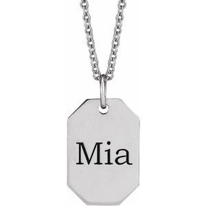 Sterling Silver 16.37 X 9.17 Mm 16-18 In Polished Engravable Dog Tag Necklace