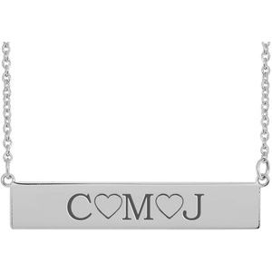 14K White Gold 34 X 6 Mm 19 1/2 In Polished Be Posh Engravable Rectangle Necklace