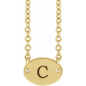 14K Yellow Gold 1 Disc 7 X 5 Mm 18 In Polished Engravable Oval Disc Family Necklace