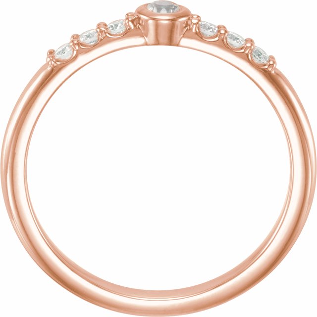 14K Yellow Or Rose Gold Round 2.5 Mm Polished Natural Blue Sheen Moonstone And 1/6 Ctw Natural Diamond Stackable Ring, Size 7