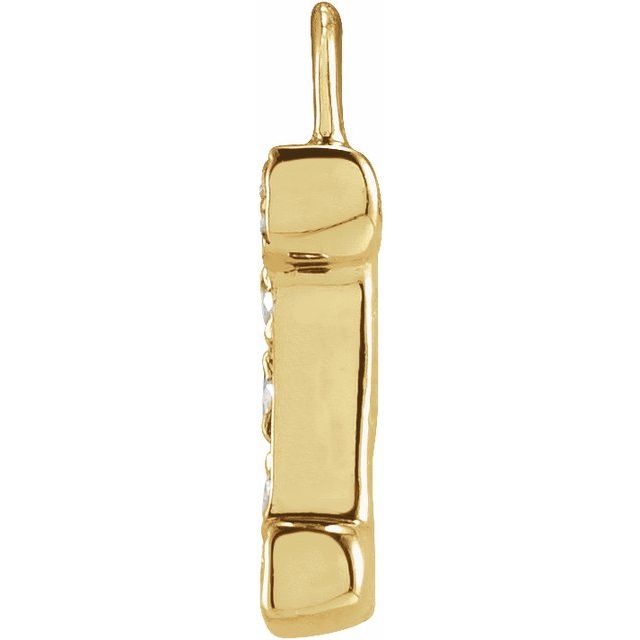 14K Yellow Or White Or Rose Gold Round I1, H+ Polished Natural Diamond Initial Dangle