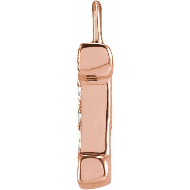 14K Yellow Or White Or Rose Gold Round I1, H+ Polished Natural Diamond Initial Dangle