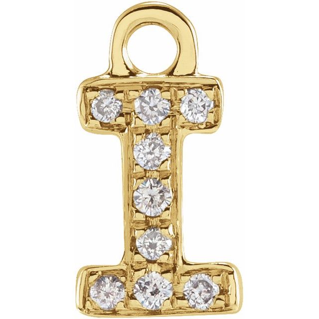 14K Yellow Or White Or Rose Gold Round I1, H+ Polished Natural Diamond Initial Dangle