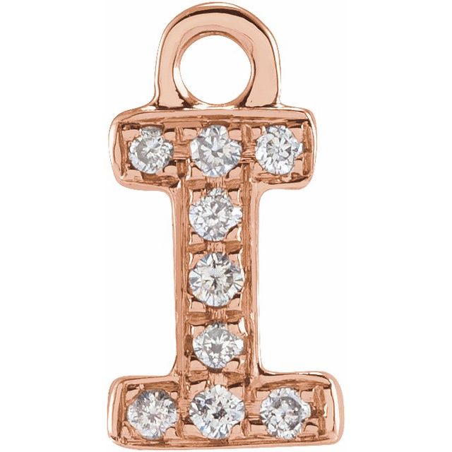 14K Yellow Or White Or Rose Gold Round I1, H+ Polished Natural Diamond Initial Dangle