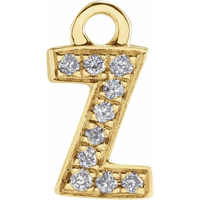 14K Yellow Or White Or Rose Gold Round I1, H+ Polished Natural Diamond Initial Dangle