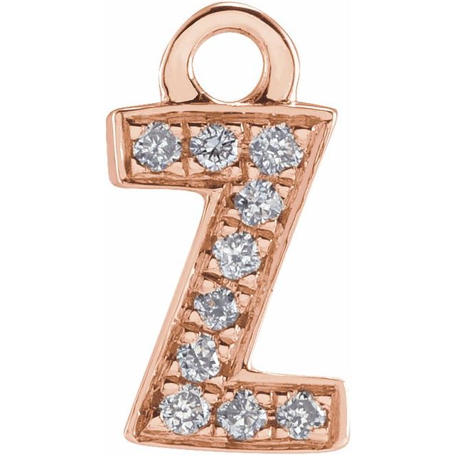 14K Yellow Or White Or Rose Gold Round I1, H+ Polished Natural Diamond Initial Dangle