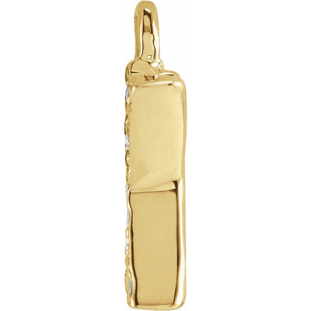 14K Yellow Or White Or Rose Gold Round I1, H+ Polished Natural Diamond Initial Dangle