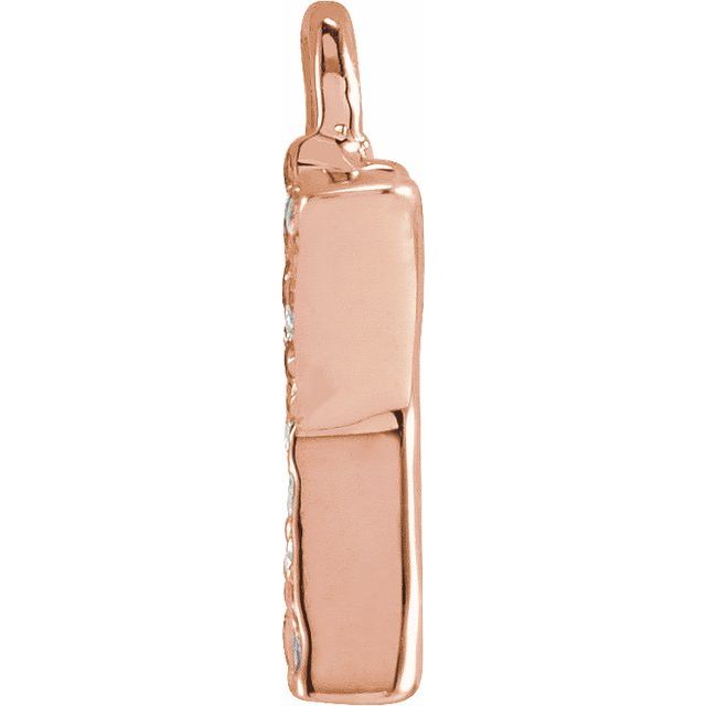 14K Yellow Or White Or Rose Gold Round I1, H+ Polished Natural Diamond Initial Dangle