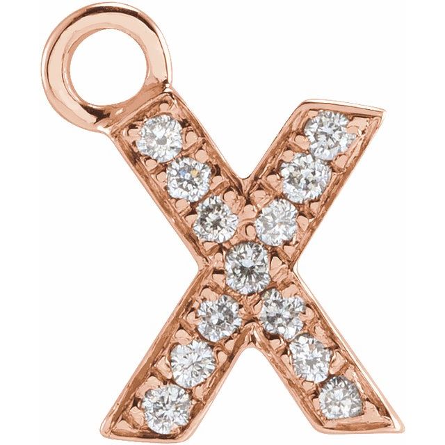 14K Yellow Or White Or Rose Gold Round I1, H+ Polished Natural Diamond Initial Dangle