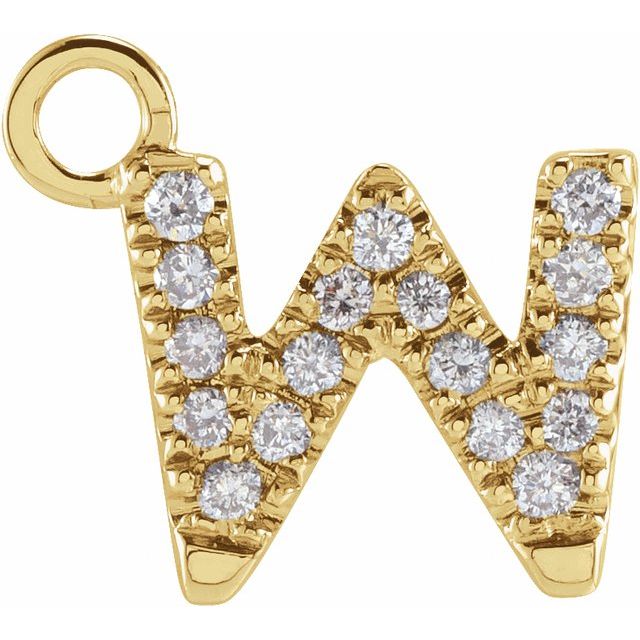 14K Yellow Or White Or Rose Gold Round I1, H+ Polished Natural Diamond Initial Dangle