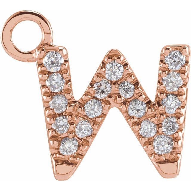 14K Yellow Or White Or Rose Gold Round I1, H+ Polished Natural Diamond Initial Dangle
