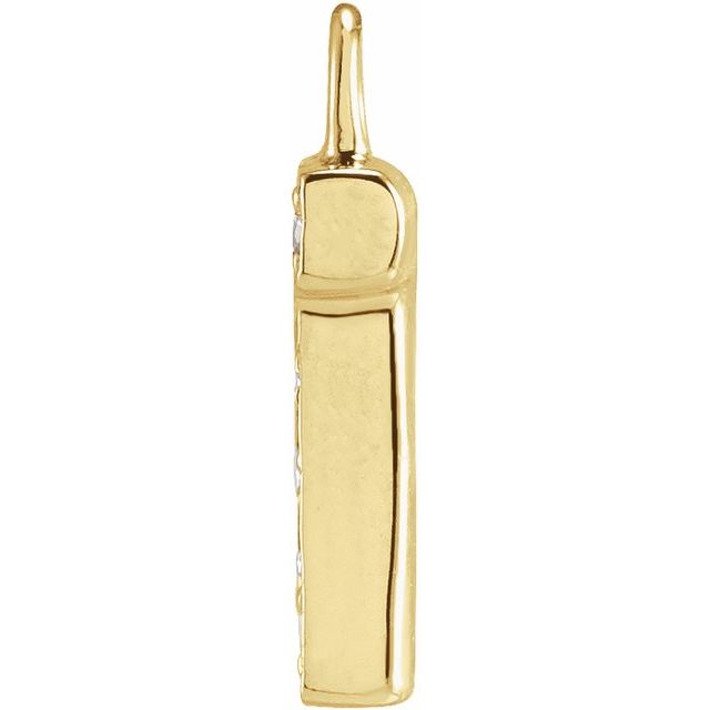 14K Yellow Or White Or Rose Gold Round I1, H+ Polished Natural Diamond Initial Dangle