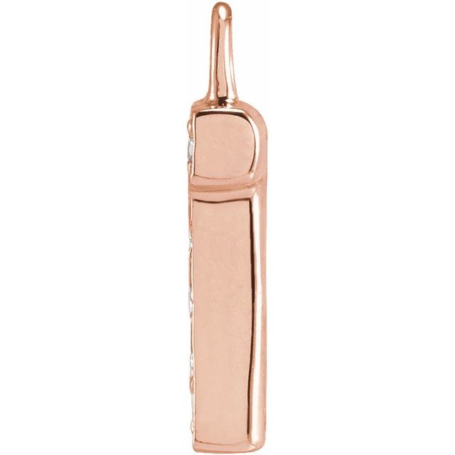 14K Yellow Or White Or Rose Gold Round I1, H+ Polished Natural Diamond Initial Dangle