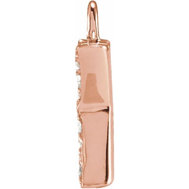 14K Yellow Or White Or Rose Gold Round I1, H+ Polished Natural Diamond Initial Dangle