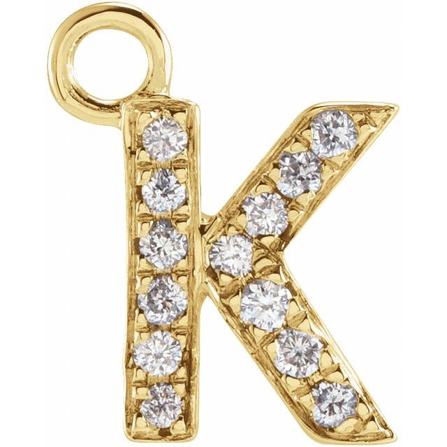 14K Yellow Or White Or Rose Gold Round I1, H+ Polished Natural Diamond Initial Dangle