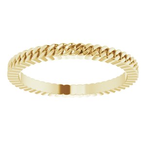 14K Yellow Gold 2 Mm Polished Ladies Chain Link Inspired Band Size 7