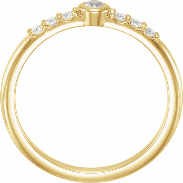 14K Yellow Or Rose Gold Round 2.5 Mm Polished Natural Blue Sheen Moonstone And 1/6 Ctw Natural Diamond Stackable Ring, Size 7