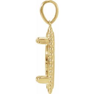 Sterling Silver 13 Mm Tab Back Polished Tab Back Beaded Coin Frame Pendant