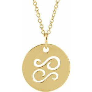 14K Yellow Or White Or Rose Gold Or Sterling Silver Polished Round Zodiac Necklace