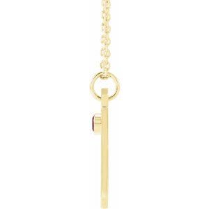 14K Yellow Gold Zodiac Pisces Round 2.5 Mm G-H I1 Natural Mozambique Garnet And .01 Ctw Natural Diamond Zodiac Constellation Necklace, Length: 18 In