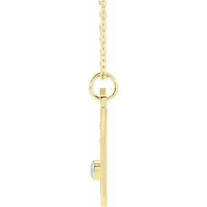 14K Yellow Gold Zodiac Cancer Round 2.5 Mm G-H I1 Natural Aquamarine And .01 Ctw Natural Diamond Zodiac Constellation Necklace, Length: 18 In