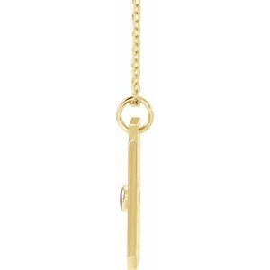 14K Yellow Gold Zodiac Sagittarius Round 2.5 Mm G-H I1 Natural Amethyst And .01 Ctw Natural Diamond Zodiac Constellation Necklace, Length: 18 In